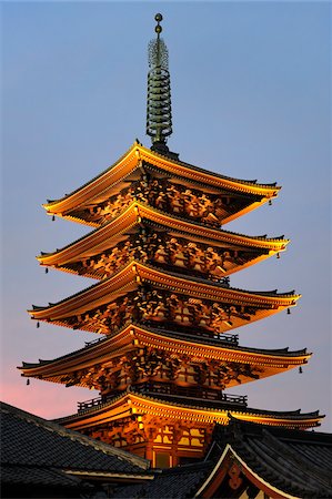 Le Temple Senso-Ji pagode, Tokyo, Kanto, Honshu, Japon Photographie de stock - Rights-Managed, Code: 700-03814275