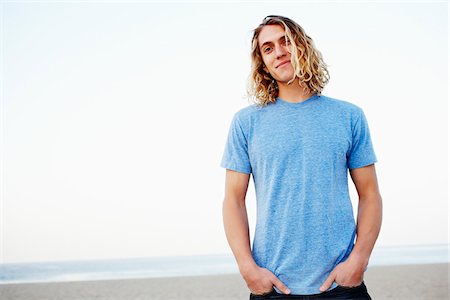 pic of young men at the beach - Young Man on Beach Stock Photo - Rights-Managed, Code: 700-03814396