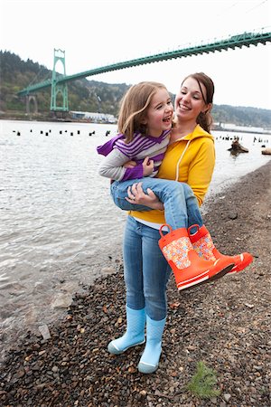 everyday people - Mother Carrying Daughter next to River Stock Photo - Rights-Managed, Code: 700-03815007