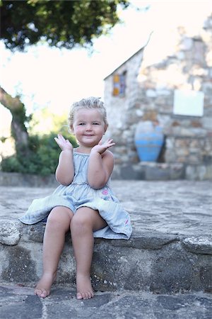 sundress - Little Girl Sitting on Steps Stock Photo - Rights-Managed, Code: 700-03836244