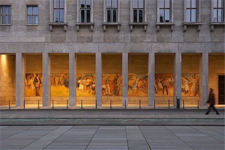 painting mural - Man Walking by Communist Mural on German Finance Office, Berlin, Germany Stock Photo - Rights-Managed, Code: 700-03849245