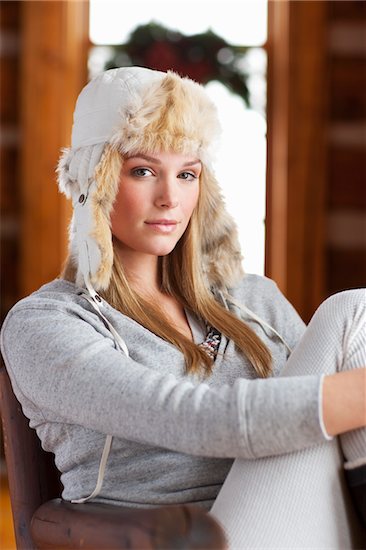 Portrait of Woman Wearing Thermal Underwear in Log Cabin Stock Photo - Premium Rights-Managed, Artist: Ty Milford, Image code: 700-03849327