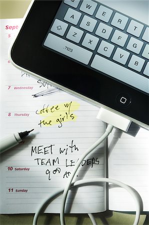 Appointment Book with Pen and iPad Fotografie stock - Rights-Managed, Codice: 700-03865669
