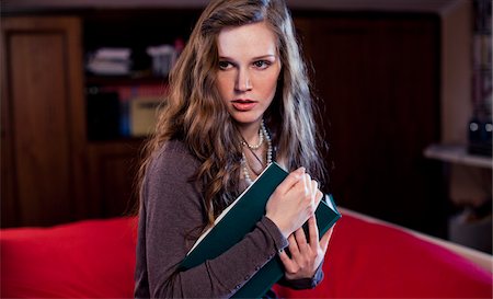 frighten - Woman Holding Book Stock Photo - Rights-Managed, Code: 700-03891028