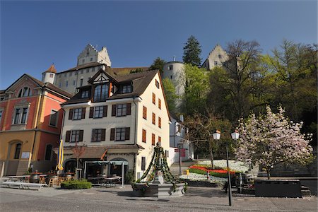 european houses terraces - Historic Town Centre with Easter Well, Meersburg, Baden-Wurttemberg, Germany Stock Photo - Rights-Managed, Code: 700-03891100