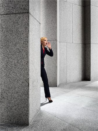 suit yelling - Businesswoman Calling Out Stock Photo - Rights-Managed, Code: 700-03891184