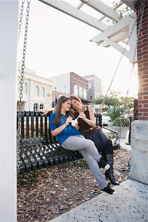 family pictures on a bench - Mother and Daughter Sharing Ice Cream Stock Photo - Rights-Managed, Code: 700-03907073