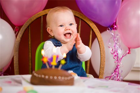 picture of a girl celebrating her birthday - Baby Girl's First Birthday Stock Photo - Rights-Managed, Code: 700-03908022