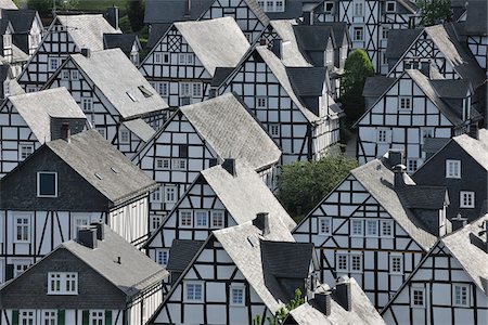 rooftop neighbourhood - Half-Timber Homes of Alter Flecken, Freudenberg, Siegen-Wittgenstein, North Rhine-Westphalia, Germany Stock Photo - Rights-Managed, Code: 700-03958110