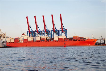 port cranes - Cargo Ship, Hamburg, Germany Stock Photo - Rights-Managed, Code: 700-03958144