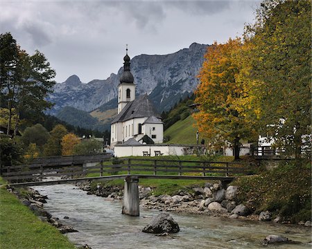 small towns in the fall - St. Sebastian Church, Ramsau bei Berchtesgaden, Bavaria, Germany Stock Photo - Rights-Managed, Code: 700-03979808