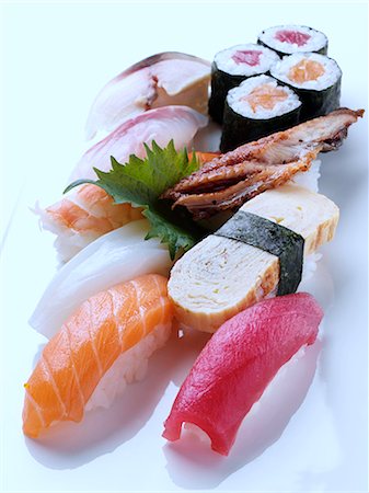 serving seafood - Sushi Stock Photo - Rights-Managed, Code: 824-07585961