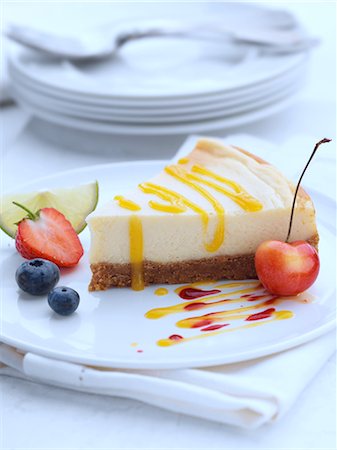 strawberry and cake - Lemon cheesecake slice Stock Photo - Rights-Managed, Code: 824-07586044