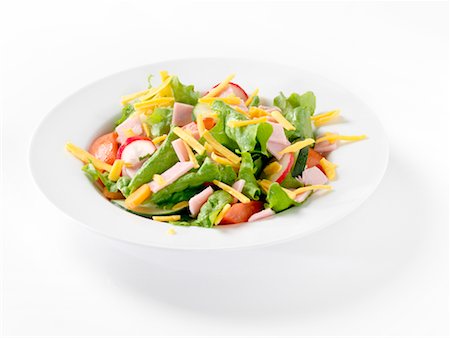 Garden Salad with Ham & Cheddar Cheese Stock Photo - Rights-Managed, Code: 824-02295804