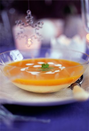 Cream of pumpkin soup and bacon flan Stock Photo - Rights-Managed, Code: 825-05814424