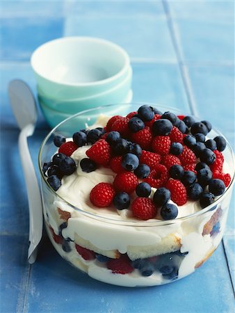 Raspberry and bilberry trifle Stock Photo - Rights-Managed, Code: 825-05814544