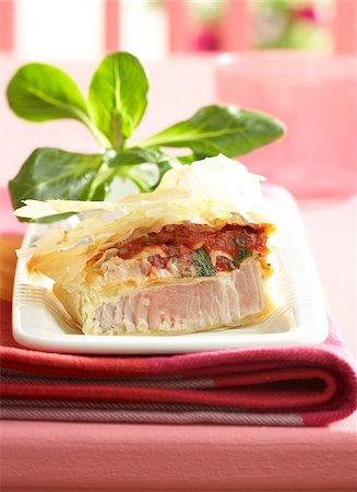 phyllo pastry - Tuna,tomato and chervil filo pastry pie Stock Photo - Rights-Managed, Code: 825-05814584