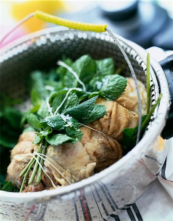 Steam-cooked shoulder of lamb with mint butter Stock Photo - Rights-Managed, Code: 825-05815252