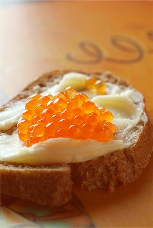 simsearch:825-06047693,k - Bread, butter and trout roe Stock Photo - Rights-Managed, Code: 825-05815674
