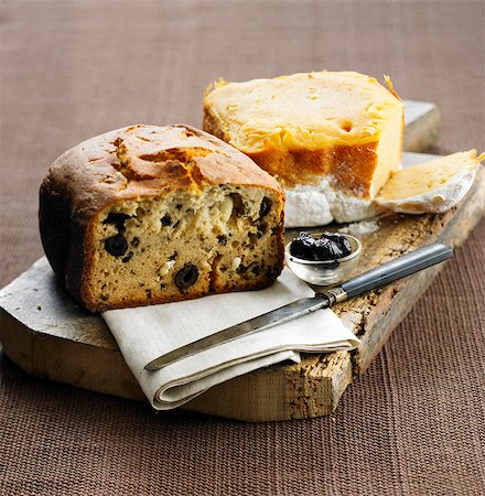Black olive and feta bread loaf and pumpkin bread loaf Stock Photo - Rights-Managed, Code: 825-05815843