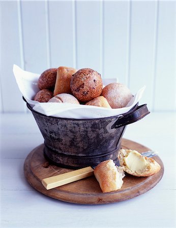 Bread rolls with butter Stock Photo - Rights-Managed, Code: 825-05816016