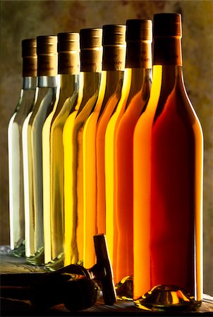 graduated bottles of Normandy calvados Stock Photo - Rights-Managed, Code: 825-05811368