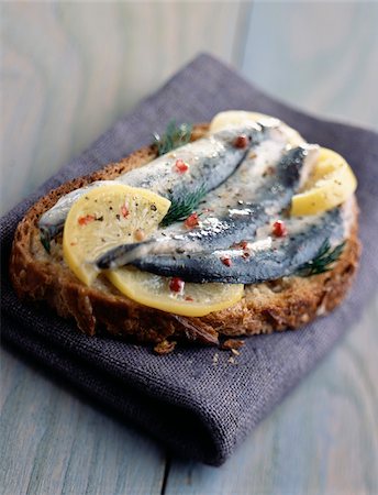 simsearch:825-06047693,k - Marinated fresh sardines with confit lemon open sandwich Stock Photo - Rights-Managed, Code: 825-05812005