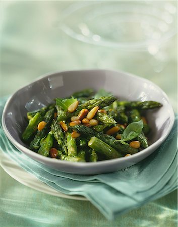 Green asparagus with grilled pine nuts Stock Photo - Rights-Managed, Code: 825-05813536