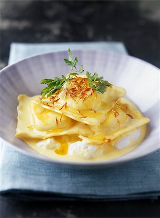 saffron spice - Raviolis with ricotta and saffron Stock Photo - Rights-Managed, Code: 825-05813977