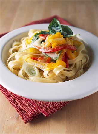 Tagliatelles with yellow and red peppers Stock Photo - Rights-Managed, Code: 825-05813981