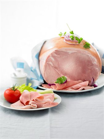 slice ham - Whole boiled ham Stock Photo - Rights-Managed, Code: 825-05835901