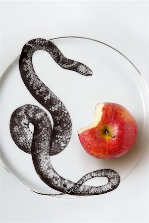 Temptation fruit : snake and apple Stock Photo - Rights-Managed, Code: 825-05836223