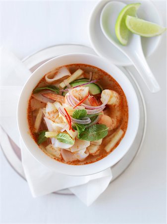 fish soup - Spicy shrimp,squid and bamboo shoot soup Stock Photo - Rights-Managed, Code: 825-05836382