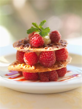 Crunchy raspberry Mille-feuille Stock Photo - Rights-Managed, Code: 825-05836438