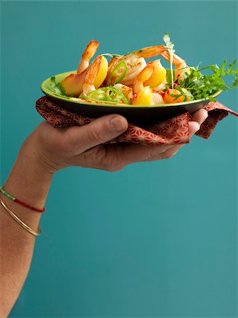 simsearch:825-05836952,k - Gambas and peach salad Stock Photo - Rights-Managed, Code: 825-05837048