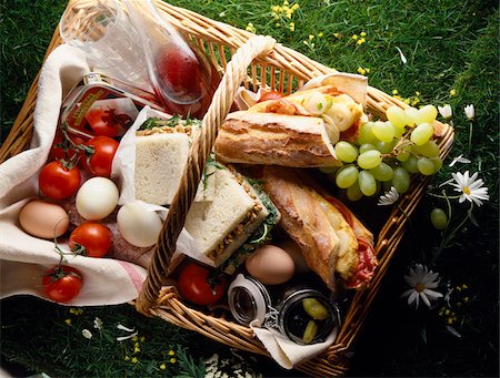 selection of sandwiches, hard boiled eggs, tomatoes and gherkins Stock Photo - Rights-Managed, Code: 825-05985101