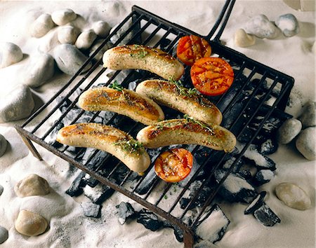 Barbecued chitterlings sausages Stock Photo - Rights-Managed, Code: 825-05985311