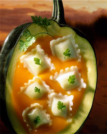 pumpkin soup - Pumpkin and ravioli Stock Photo - Rights-Managed, Code: 825-05985536