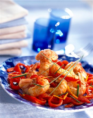 simsearch:825-05990655,k - Dublin Bay prawns with red peppers Foto de stock - Con derechos protegidos, Código: 825-05986123