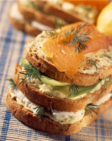 salmon on grill - viking club sandwich Stock Photo - Rights-Managed, Code: 825-05986252