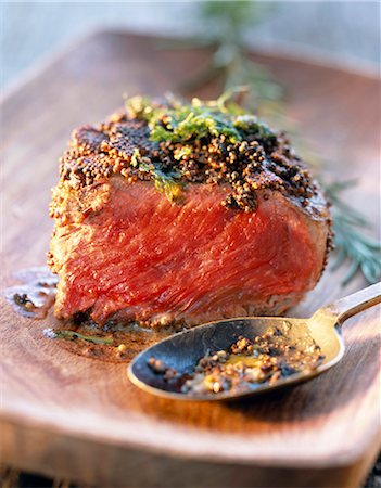 Beef steak coated in mustard Stock Photo - Rights-Managed, Code: 825-05986513