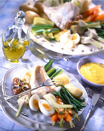 simsearch:825-06817528,k - cod and poached vegetables aioli Stock Photo - Rights-Managed, Code: 825-05987005