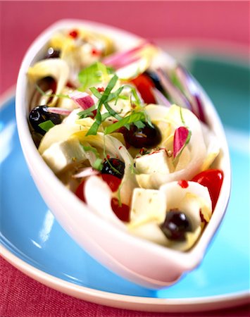 europe appetizer - Greek salad with chicory Stock Photo - Rights-Managed, Code: 825-05987125