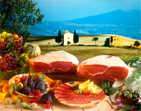 slice ham - raw Italian hams Stock Photo - Rights-Managed, Code: 825-05987165