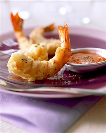 prawns - prawn tempura with black pepper Stock Photo - Rights-Managed, Code: 825-05987370