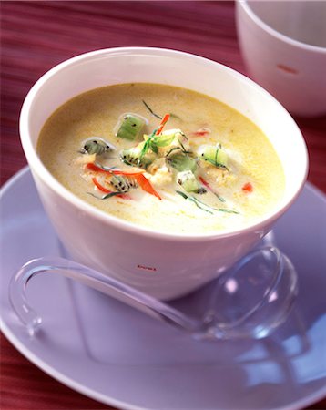 Spicy chicken, coconut and kiwi soup Stock Photo - Rights-Managed, Code: 825-05987412