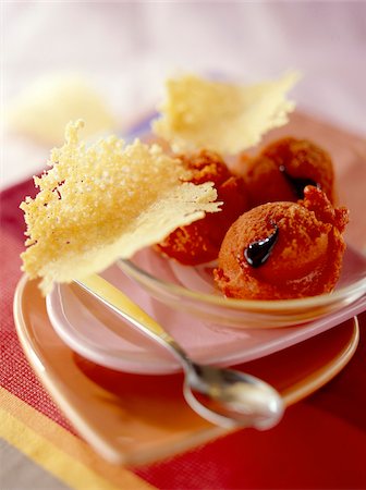 simsearch:825-05814729,k - red pepper sorbet with parmesan wafers Stock Photo - Rights-Managed, Code: 825-05987591