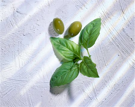 olives and basil Stock Photo - Rights-Managed, Code: 825-05987611