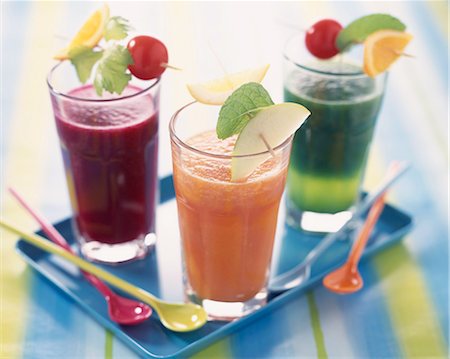 simsearch:825-05987173,k - Glasses of fruit and vegetable smoothies Stock Photo - Rights-Managed, Code: 825-05989108