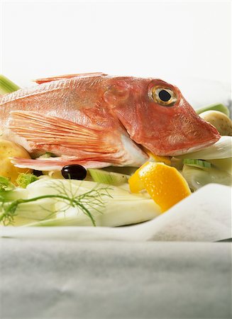 Gurnard with vegetables Stock Photo - Rights-Managed, Code: 825-05989358